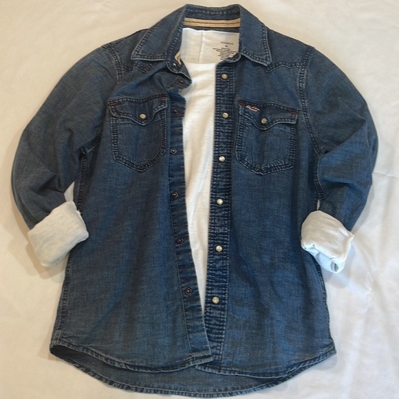 HOLLISTER Denim Jean Button Down Shirt with Pearl Snaps - Picture 11 of 13